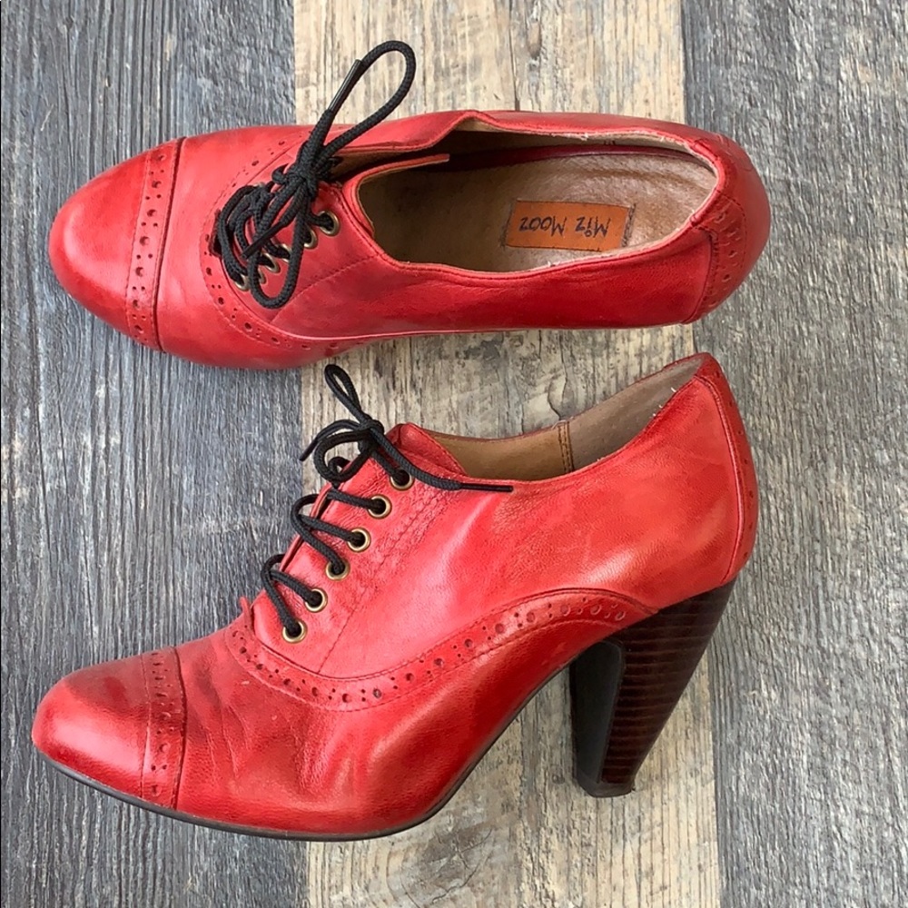 MIZ MOOZ Farrell Red Leather Oxford Ankle Heels